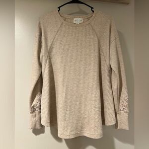 Relaxed Henley with Lace sleeves